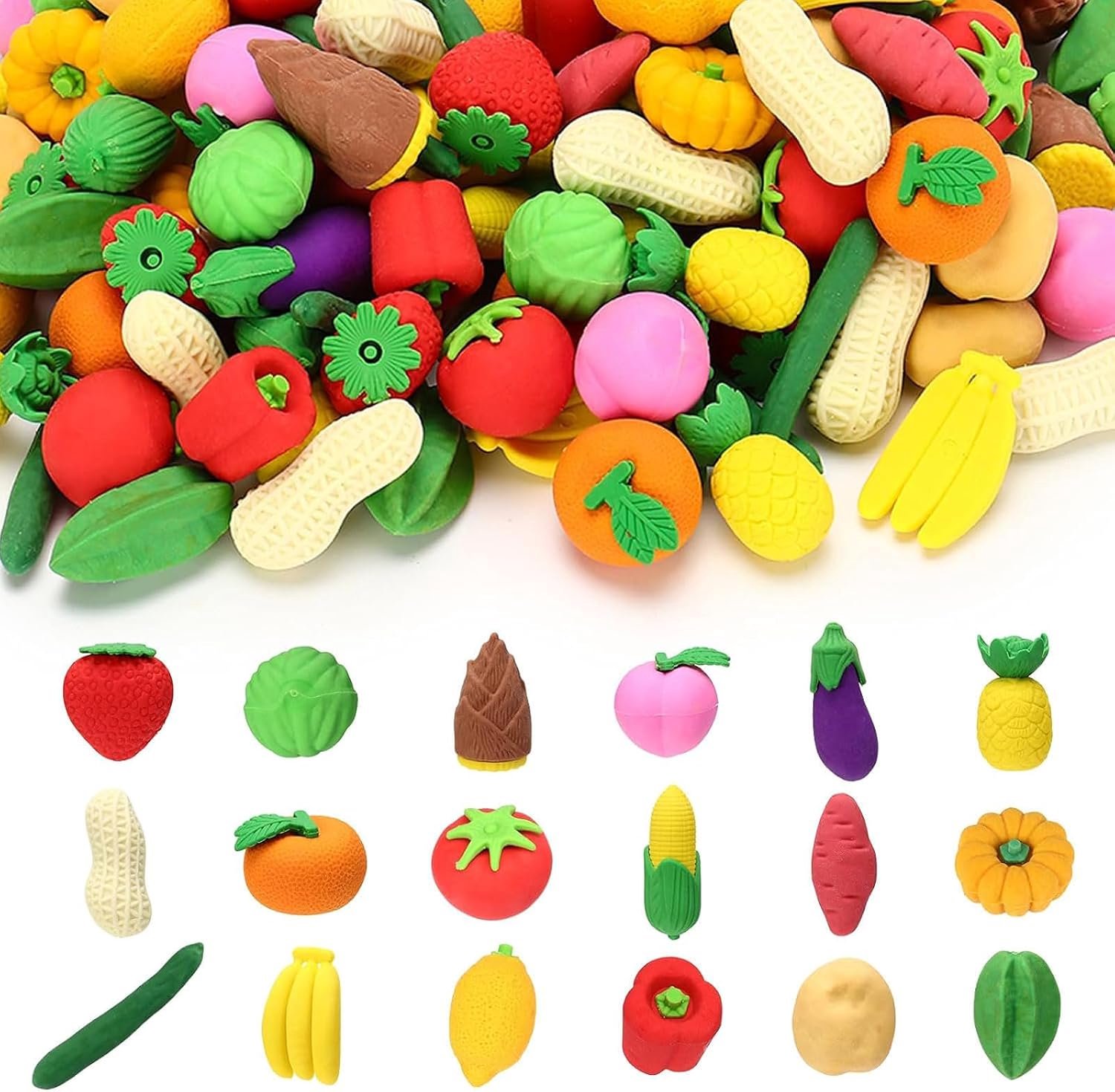 30 stuks gummen voor kinderen, grappige gummen voor groenten en fruit met doos, gadget voor kinderverjaardag en - ShopVlot