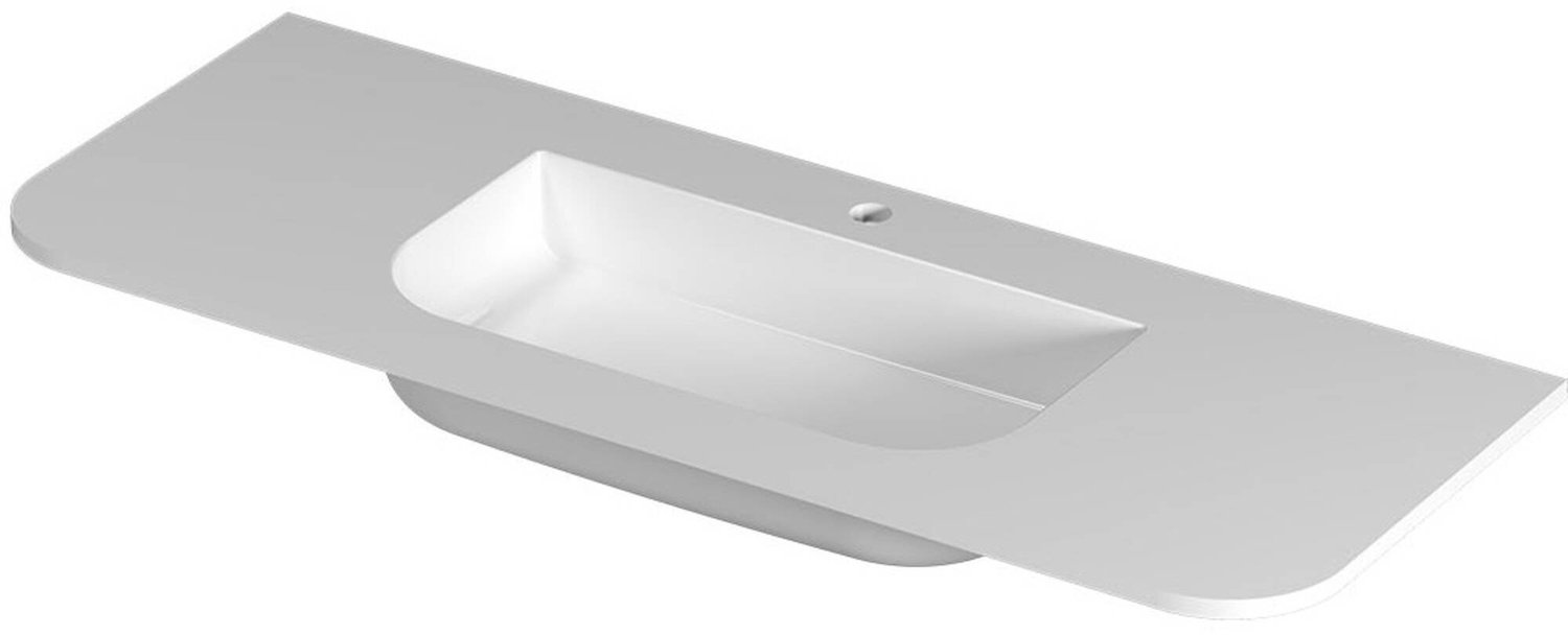 Saqu Olivo wastafel keramiek met 1 kraangat 120x45x1,7cm glans wit