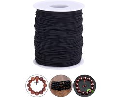 TSKDKIT 0.8mm Elastic Cord - Black Elastic Wire for Jewelry Making Bracelet, Beads, Crafts (Elastic Wire Roll)