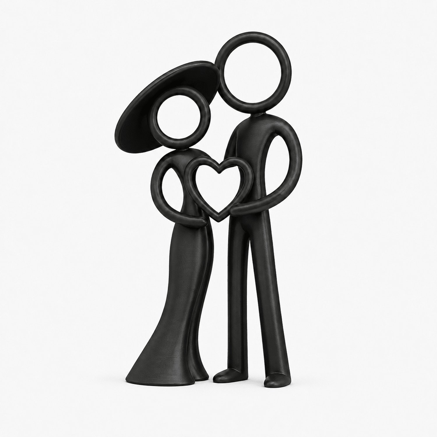 Stickyman Stel met open hart - zwart - 20 cm hoog - zonder voetstuk