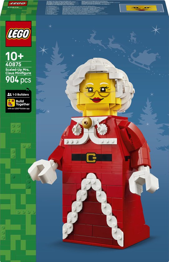LEGO® Grote Minifiguur van de Kerstvrouw - Bouwset met Kerstfiguur voor Volwassenen en Kinderen Vanaf 10 Jaar - Kerstdecoratie met Feestelijke Details - Creatieve Cadeautip voor Gezinnen - 40875