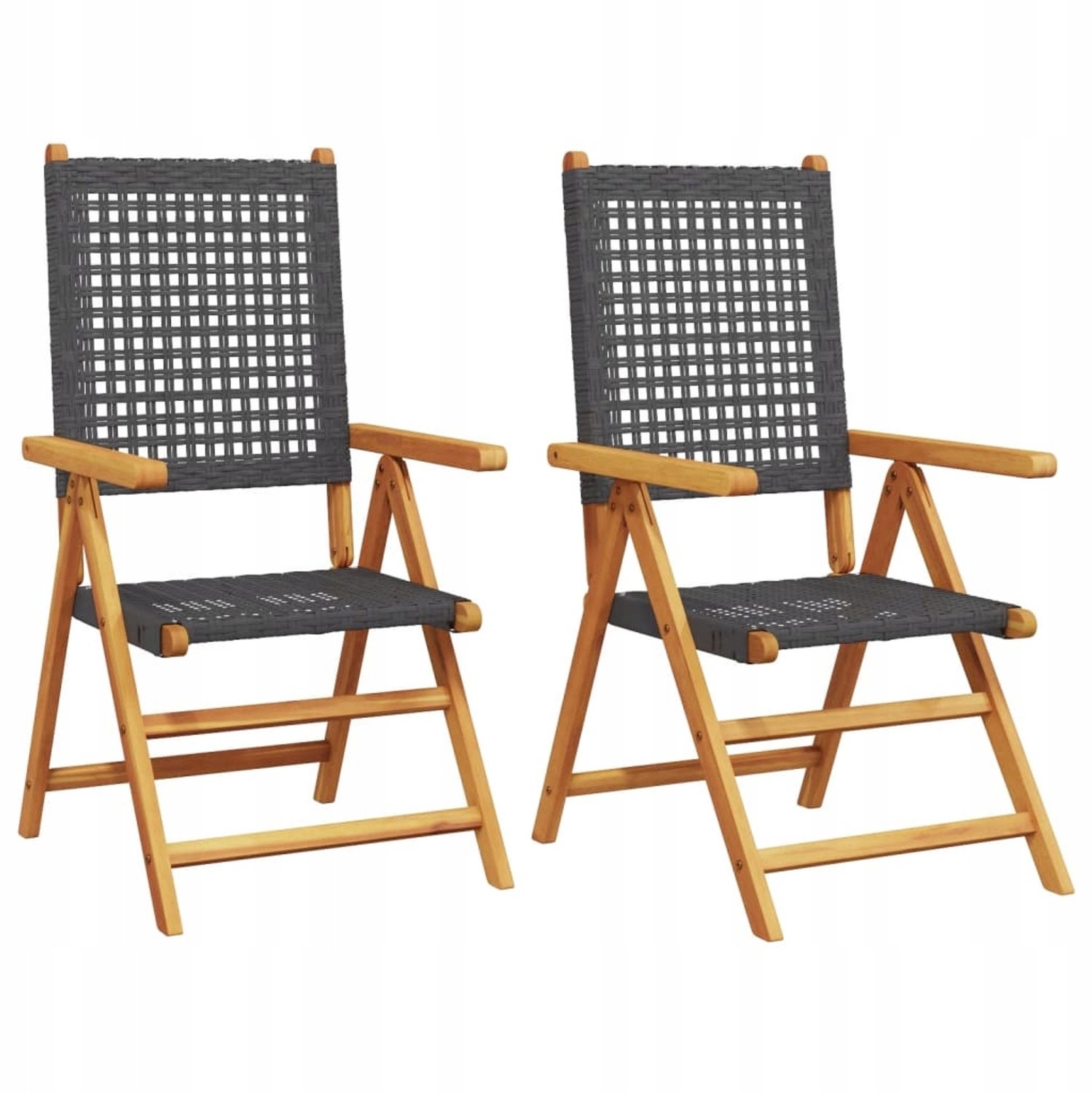 2x Houten Tuinstoelen Acaciaboom & Polyrattan, Verstelbaar