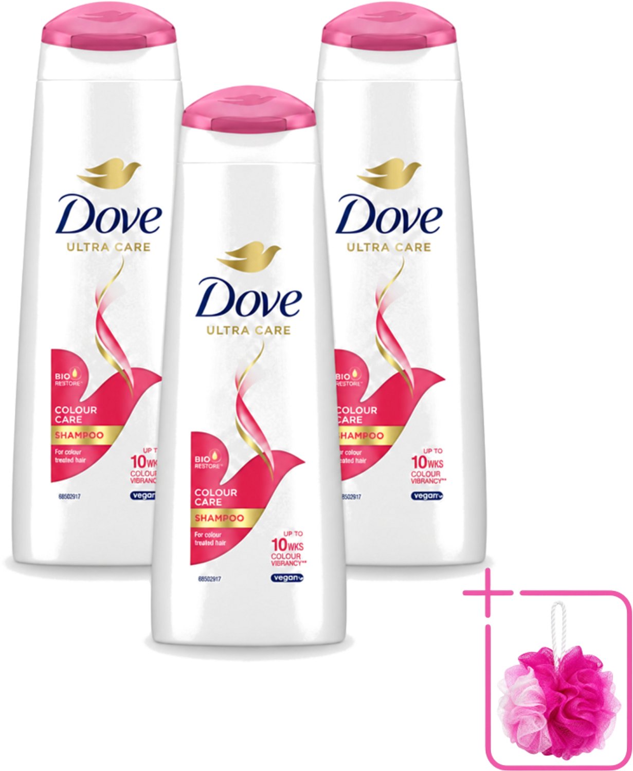 3 x Dove Ultra Care - Color Care - Shampoo - Geverfd Haar - 250 ml - Bulkverpakking - Kleur behouden - Douchemop - Gekleurd haar