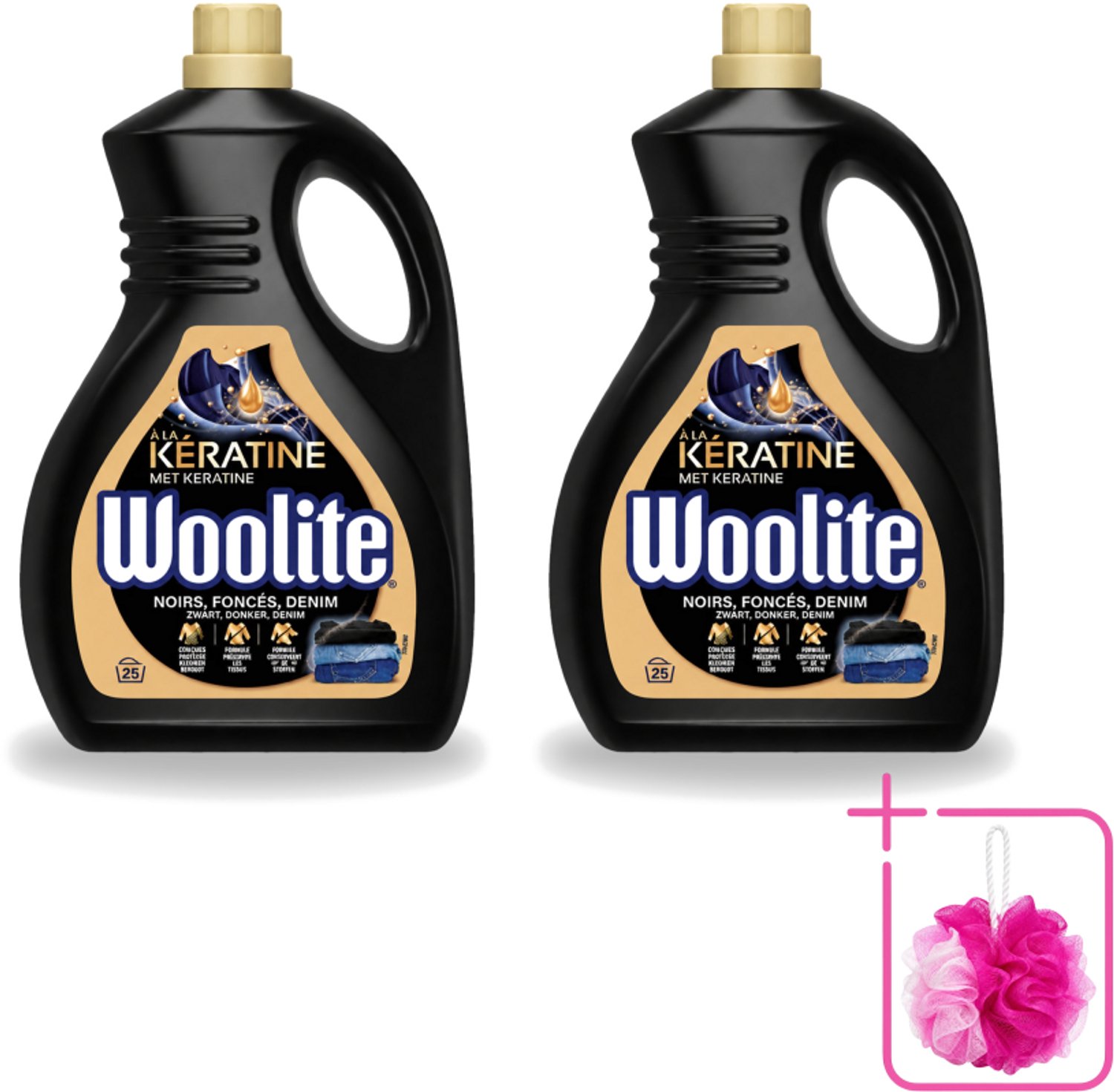 2 x Woolite Dark - Vloeibaar Wasmiddel - Met Keratine - Donkere & Denim Was - 25 Wasbeurten - 1,5L - Bulkverpakking - Donker wasmiddel - Douchemop - Denim wasmiddel