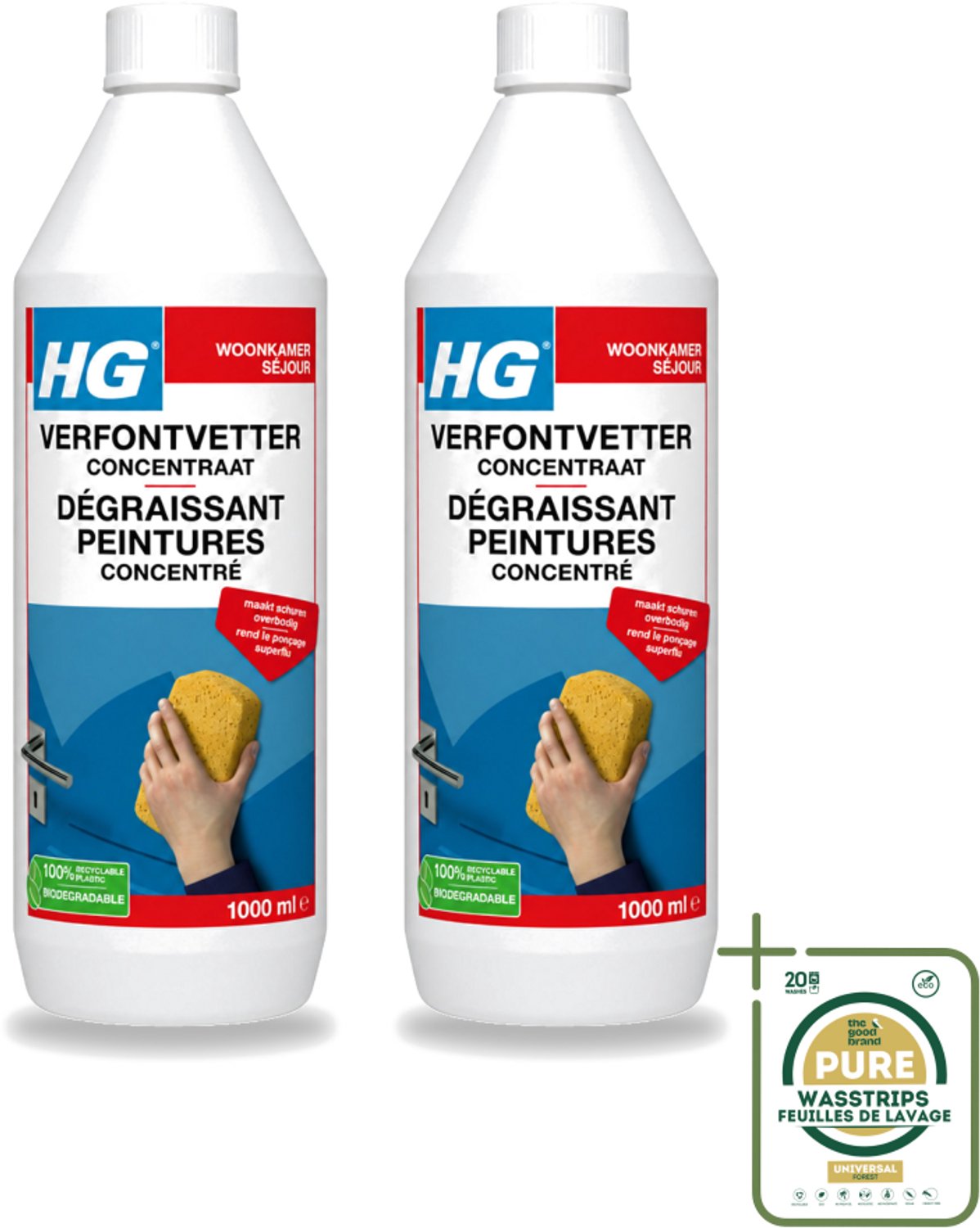 2 x HG - Verf Ontvetter Concentraat - Krachtige Ontvetter - 1L - Verf Ontvetter - Ontvettingsmiddel - Vetvrij Maken - Schilderen Voorbereiden - Schuren Vermijden