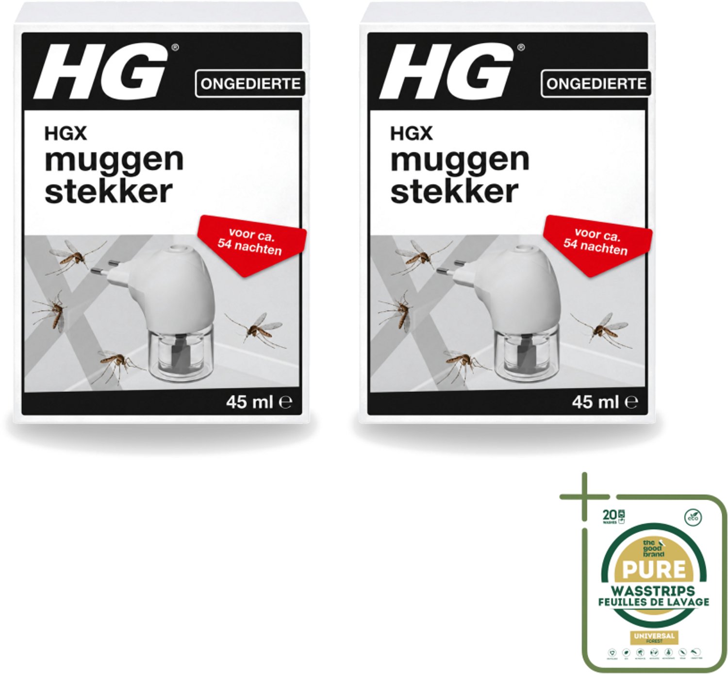 2 x HG X - Muggenstekker - Continue Bestrijding - Inclusief Stekker - 54 Nachten - 45 ml - Wasstrips - Muggenbestrijding - Muggenstekker - Muggenbestrijding Slaapkamer - Muggenbestrijding Nacht - Muggenbestrijding Avond