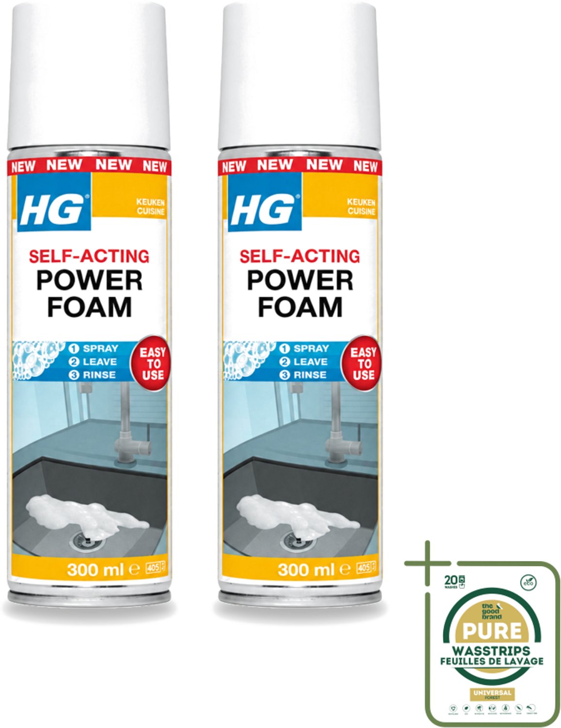 2 x HG - Power Foam Keuken - Vetoplossende Spray - 300 ml - Keuken Reinigen - Vet Oplossen - Keuken Hygiëne - Keuken Schoonmaken - Vetvrij Maken
