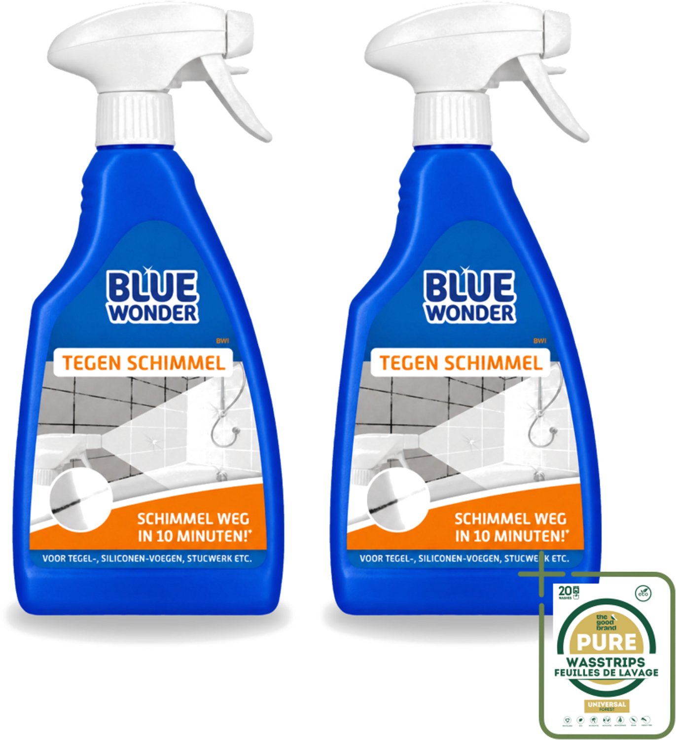 2 x Blue Wonder - Speciaalreiniger tegen Schimmel - Sprayfles - 500 ml - Schimmel Reinigen - Schimmel Weg - Schimmel Op Wanden - Schimmel Op Vloer - Schimmel Op Voegen