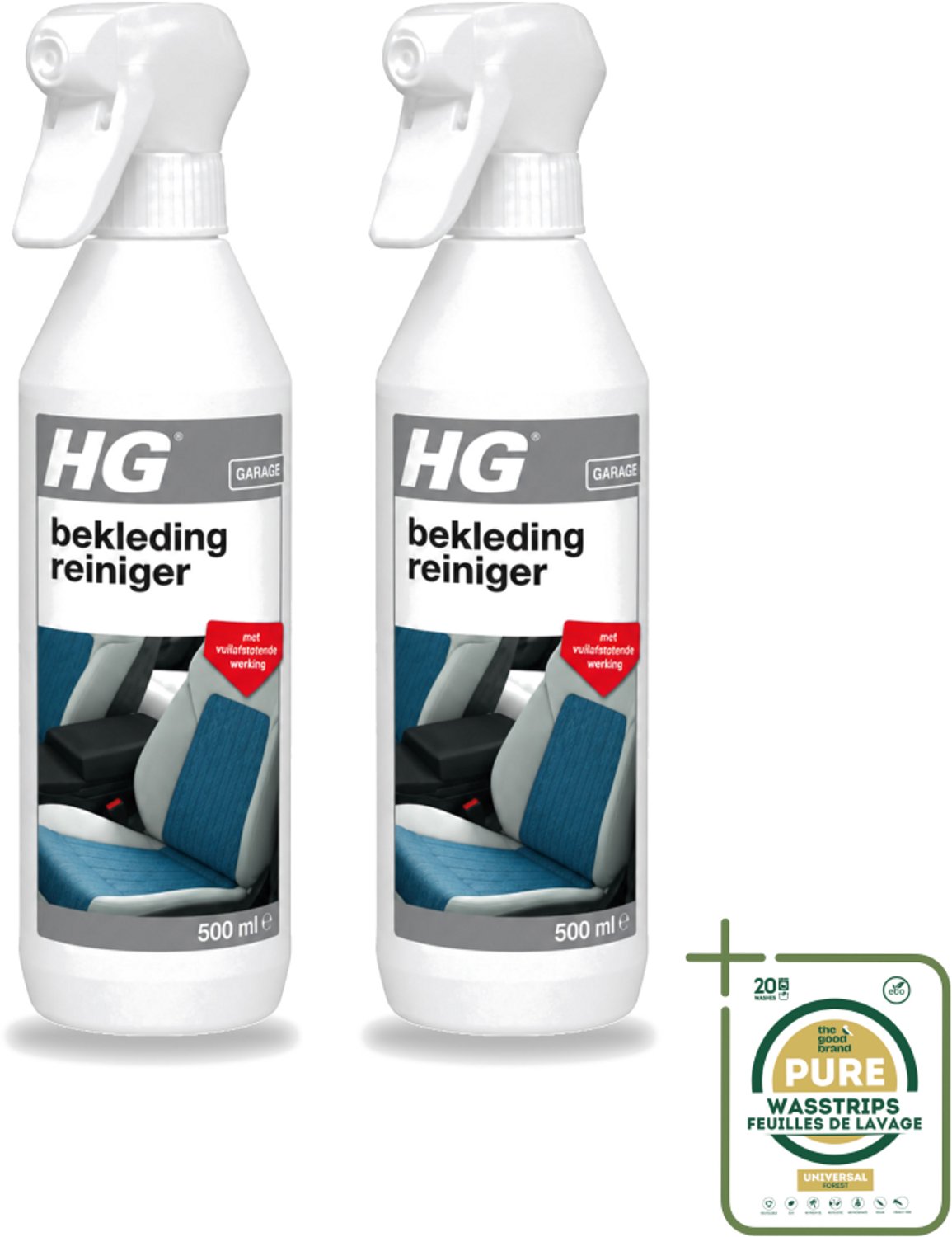 2 x HG - Garage - Bekledingreiniger - Met Vuilafstotende Werking - 500 ml - Wasstrips - Bekleding Reinigen - Vlekken Verwijderen - Vuilafstotend - Auto Bekleding Reinigen - Caravan Bekleding Reinigen