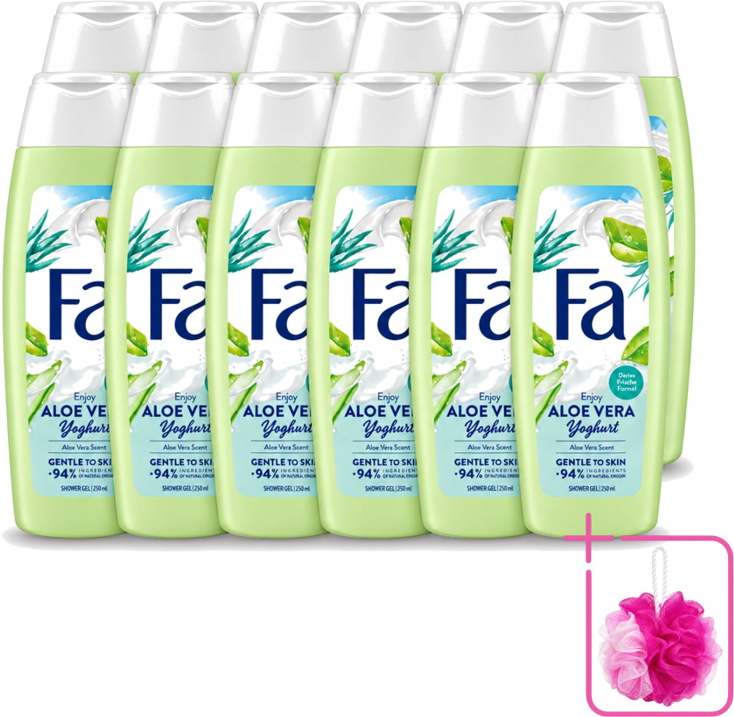 12 x Fa - Douchegel - Yoghurt & Aloe Vera - 250 ml - Bulkverpakking - Douchegel yoghurt aloe vera - Douchemop - Yoghurt douchegel