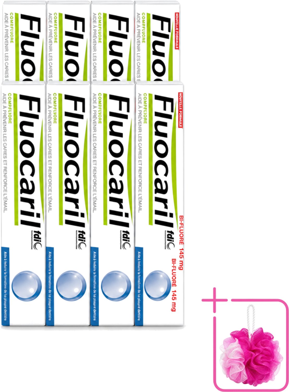 12 x Fluocaril - Tandpasta - Met Fluoride - 75 ml - Bulkverpakking - Fluoride tandpasta - Douchemop - Tanden beschermen
