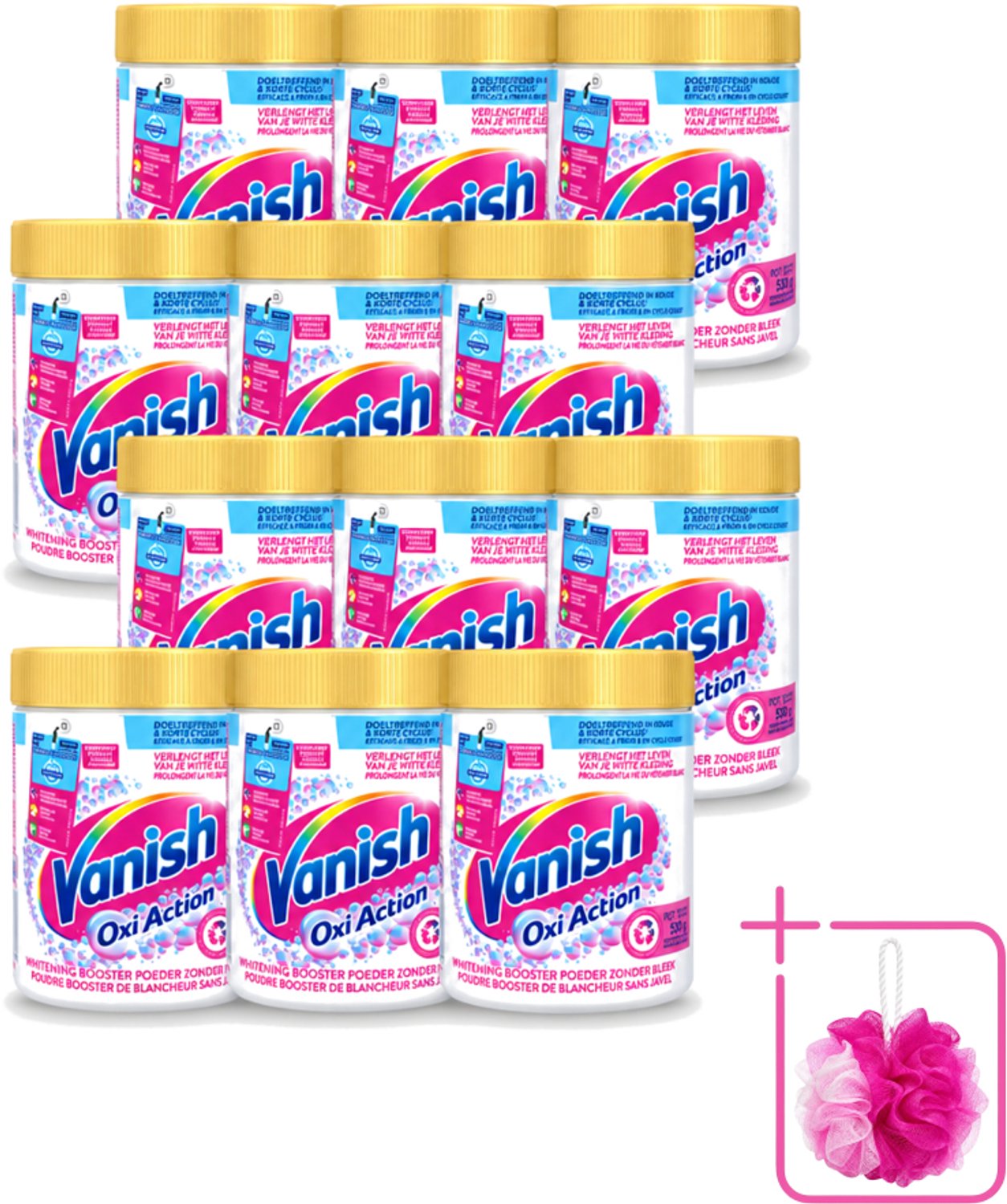 12 x Vanish Oxi Action - Vlekkenverwijderaar - Wasbooster - Zonder Bleek - Witte Was - 530 Gram - Bulkverpakking - Vlekkenverwijderaar - Douchemop - Wasbooster
