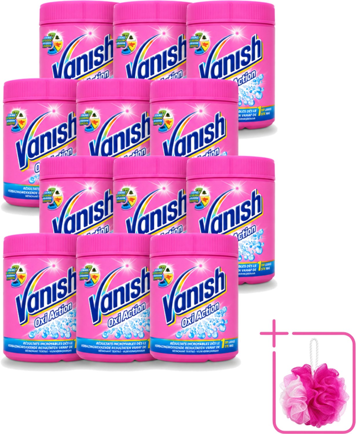 12 x Vanish Oxi Action - Vlekkenverwijderaar Poeder - Zonder Bleek - Gekleurde Was - 500 Gram - Bulkverpakking - Vlekverwijderaar - Douchemop - Gekleurde was