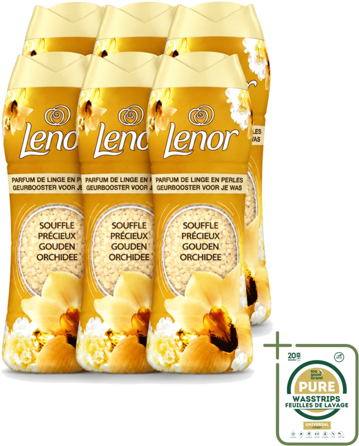 6 x Lenor - Geurbooster - Gouden Orchidee - 22 Wasbeurten - Wasstrips - Geurbooster Was - Geur In Was - Geur In Kleding - Wasgeur - Geur In Wasmachine