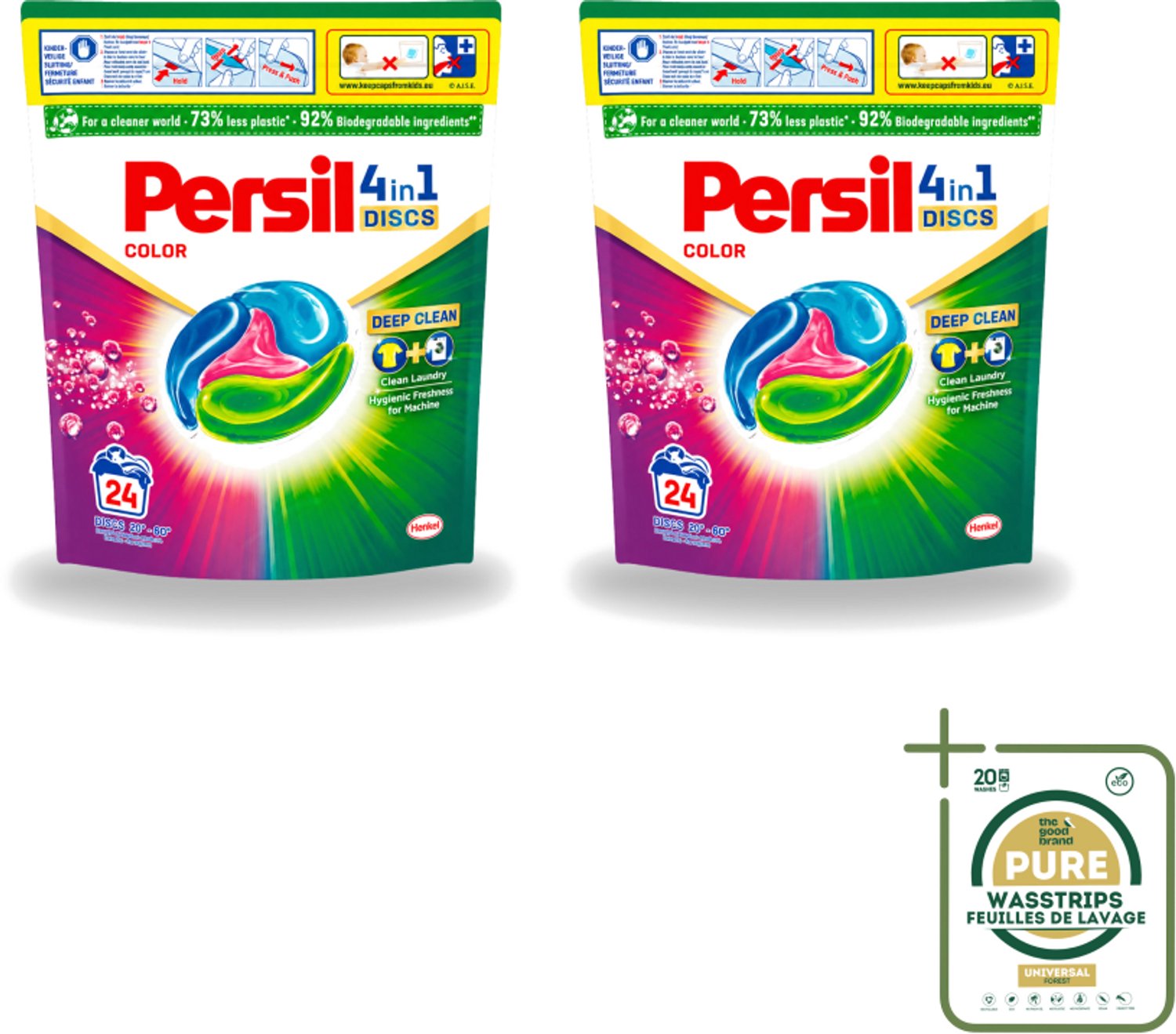 2 x Persil - Wasmiddelcapsules - 4-In-1 Discs - Gekleurde Was - 24 Wasbeurten - Wasstrips - Persil 4-in-1 Discs Color - Gekleurde Was - Wasmachine - Vlekverwijdering - Frisse Was