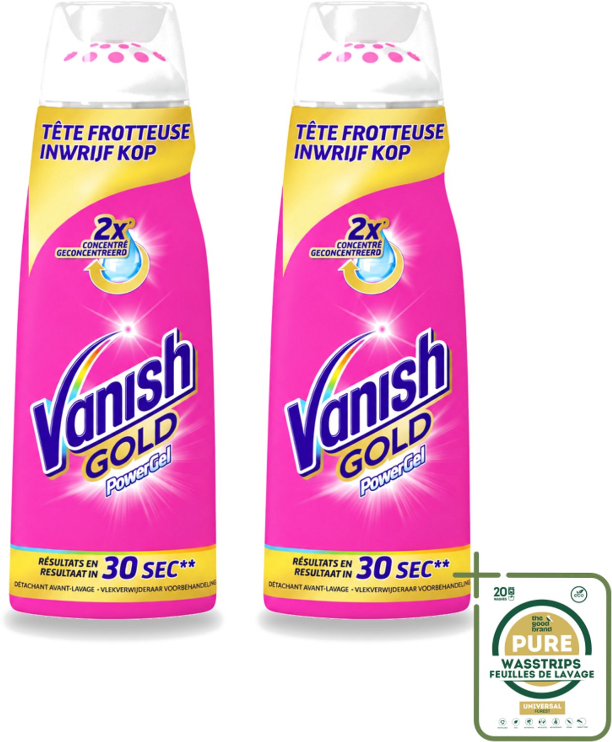 2 x Vanish Gold - Vlekkenverwijderaar Gel - Voorbehandeling - Gekleurde Was - 200 ml - Wasstrips - Vlekverwijderaar - Was - Vlekken - Voorbehandeling - Wasmachine