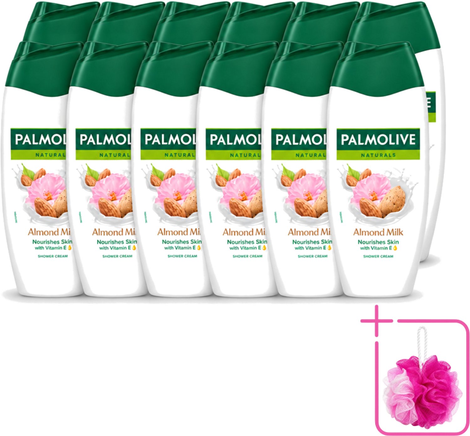 12 x Palmolive – Douchegel – Almond Milk – 250 ml - Bulkverpakking - Douchegel amandel - Douchemop - Zachte reiniging