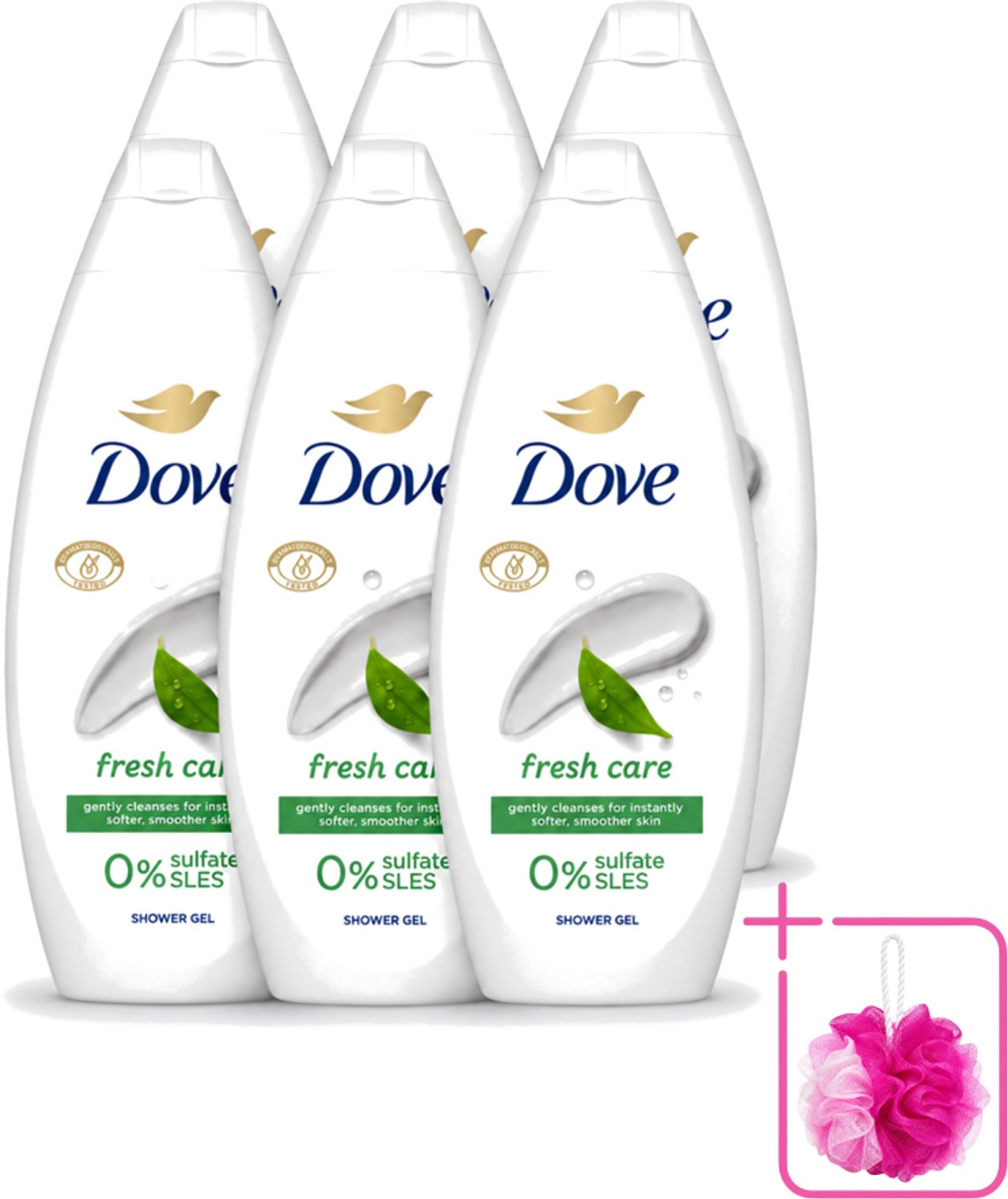 6 x Dove – Douchegel – Fresh Care – 250 ml - Bulkverpakking - Douchegel - Douchemop - Fris