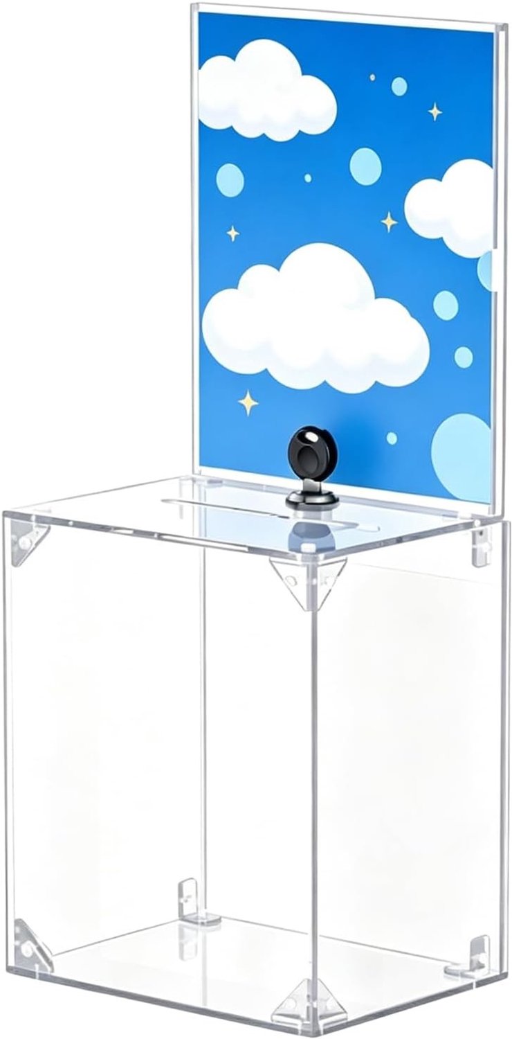 Donatiedoos met Slot - Transparant - 17 x 13 x 20,5 cm - Acryl Voor Fondsenwerving en Stemmingen