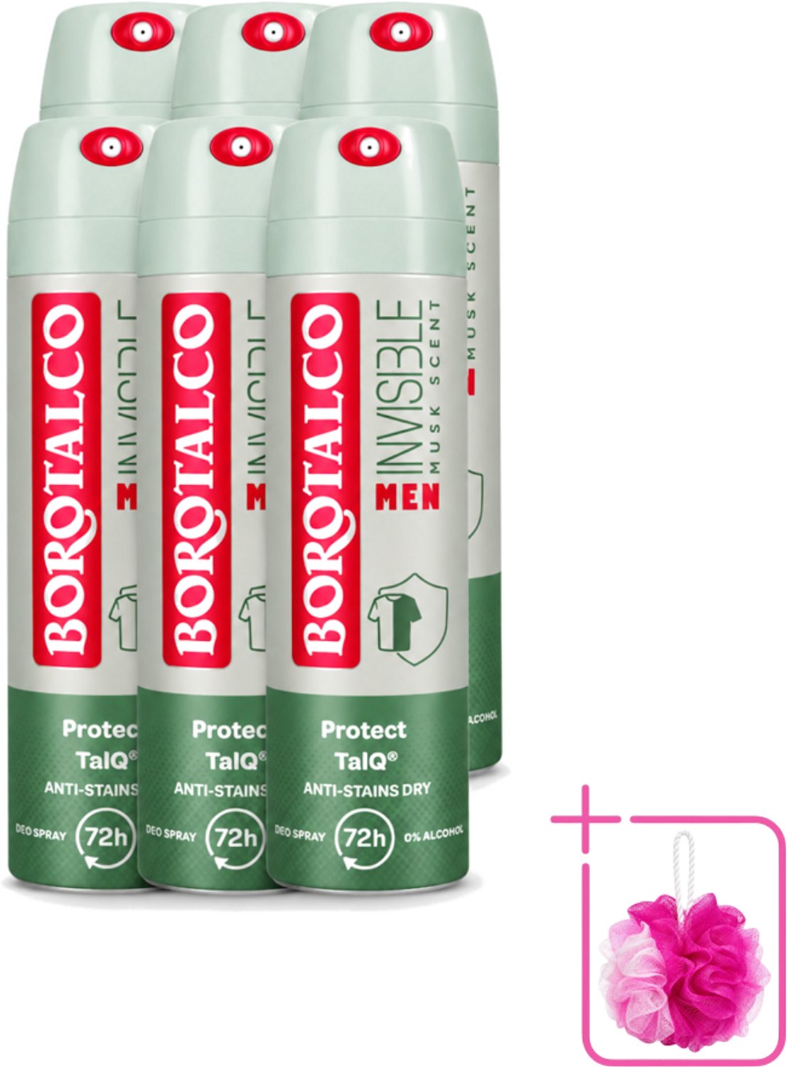 6 x Borotalco – Deodorant Spray – Men Musk Geur – 150 ml - Bulkverpakking - Deodorant spray - Douchemop - Mannelijke geur