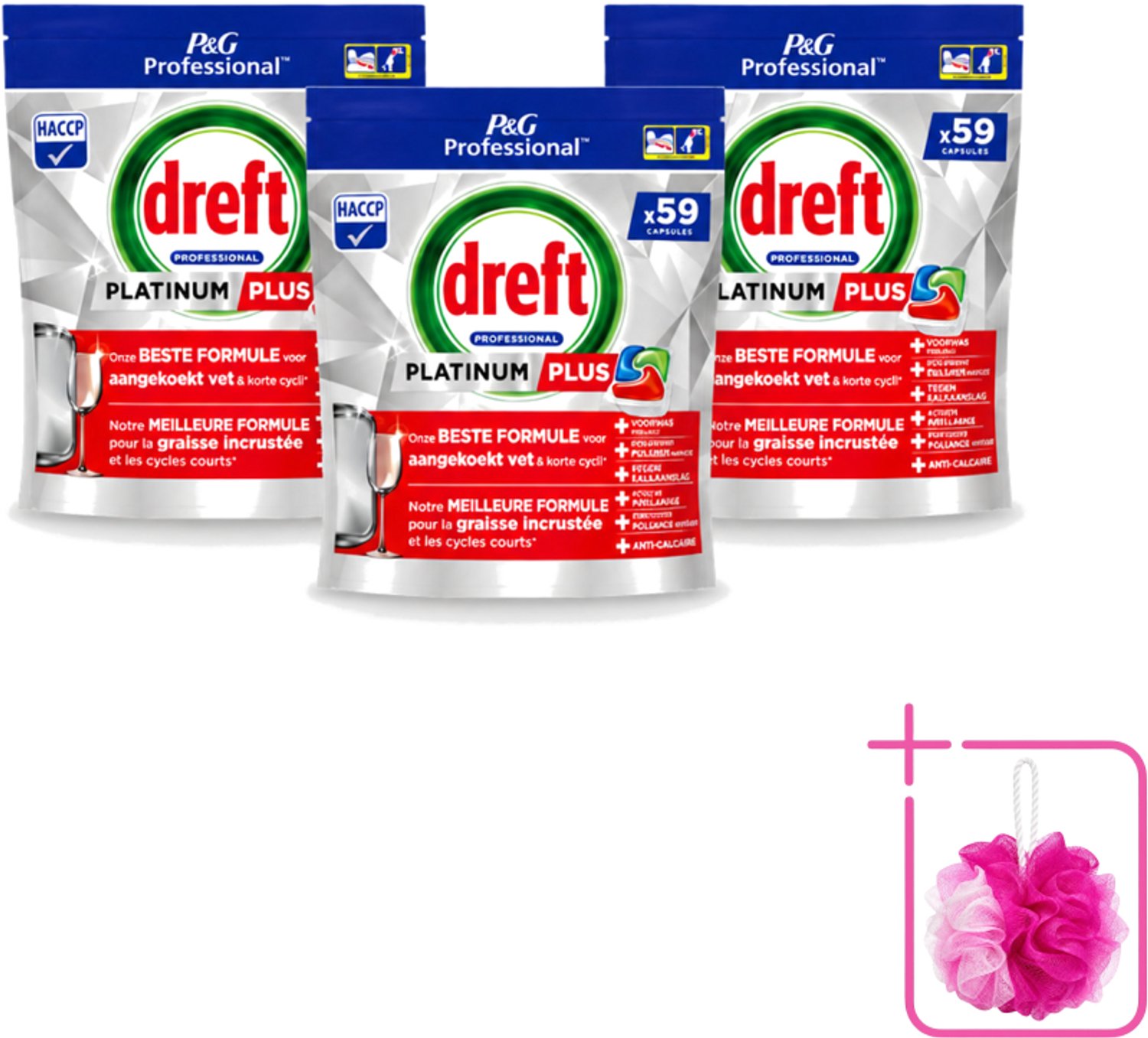 3 x Dreft – Vaatwastabletten – Platinum+ Regular – 59 Tabletten - Bulkverpakking - Handafwasmiddel - Handafwas