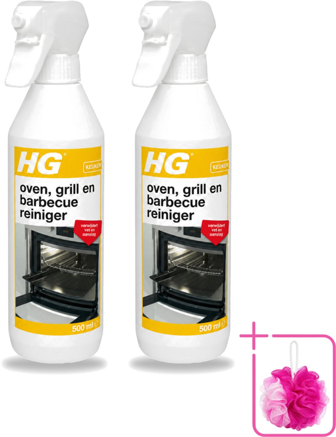 2 x HG - Oven, Grill & Barbecuereiniger - Actief Krachtschuim - 500 ml - Bulkverpakking - Oven reinigen - Grill reinigen