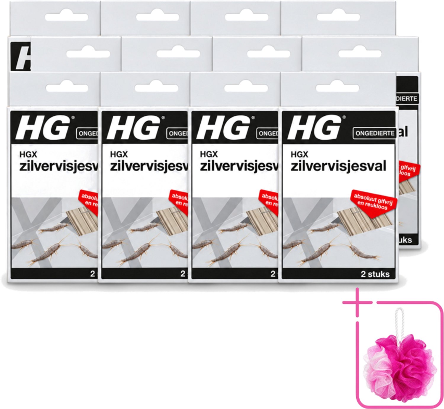 12 x HG X - Ongedierte - Zilvervliesjesval - Gifvrij & Reukloos - 2 Vallen - Bulkverpakking - Zilvervisjesval - Douchemop - Ongedierte bestrijding