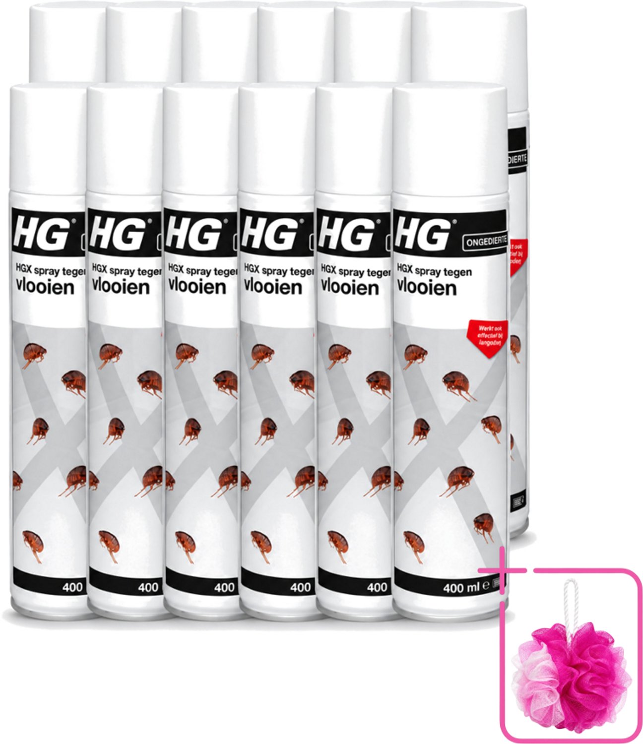 12 x HG X - Anti Vlooien Spray - Effectieve Bestrijding - 400 ml - Bulkverpakking - Vlooienbestrijding - Douchemop - Vlooienverwijdering