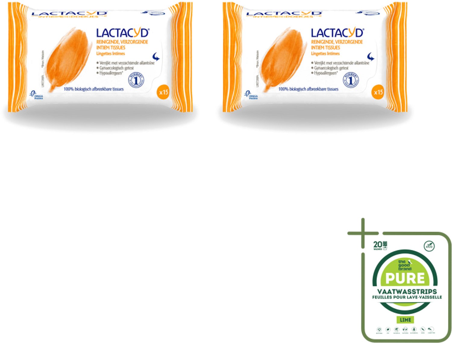 2 x Lactacyd Classic - Intieme Doekjes - Reinigend - Biologisch Afbreekbaar - 15 Doekjes - Grootverpakking - Vaatwasstrips - Intieme Doekjes - Reiniging Intieme Zone - Biologisch Afbreekbaar - Allantoïne - Melkzuur