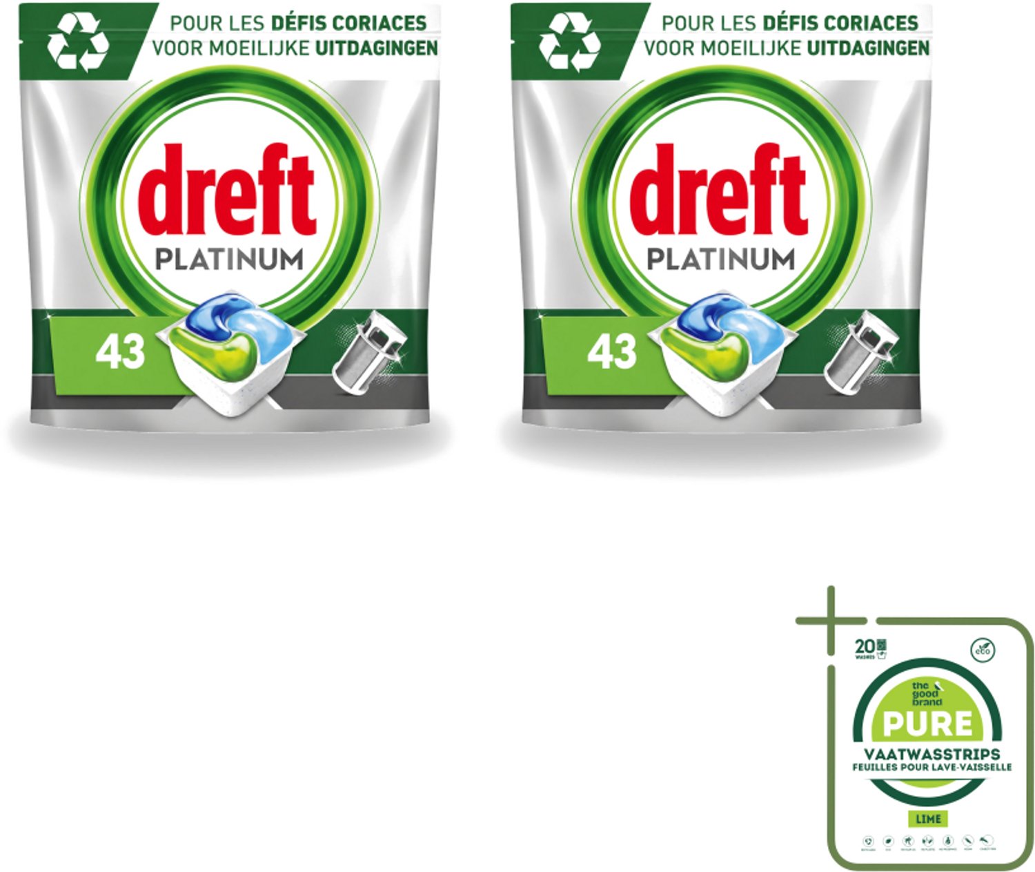 2 x Dreft Platinum - All In One - Vaatwascapsules - 43 Afwasbeurten - Grootverpakking - Vaatwasmiddel - Vaatwascapsules - Vaatwasser Reinigen - Vaatwasmiddel Capsule - Vaatwasmiddel 43 Wasbeurten