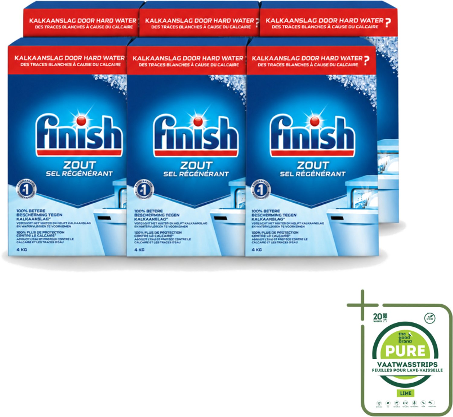 6 x Finish - Vaatwasmachine Zout - Anti-Kalk & Anti-Corrosie - 4 kg - Grootverpakking - Vaatwasstrips - Vaatwasmachine Zout - Kalkvoorkomend - Vaatwasmachine Bescherming - Kalkaanslag Voorkomen - Vaatwasmachine Filter Bescherming