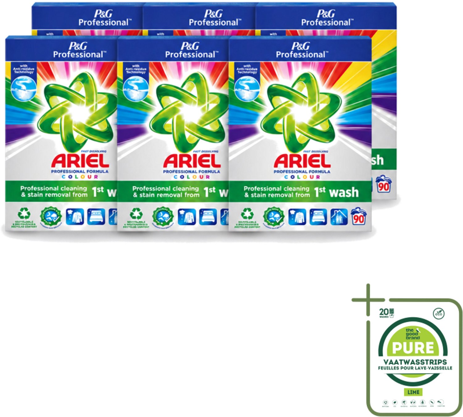 6 x Ariel Professional - Waspoeder - Gekleurde Was - 90 Wasbeurten - Grootverpakking - Vaatwasstrips - Waspoeder Kleur - Waspoeder Voor Gekleurde Kleding - Waspoeder Voor Professionals - Waspoeder 90 Wasbeurten - Waspoeder 5 Sterren Reiniging