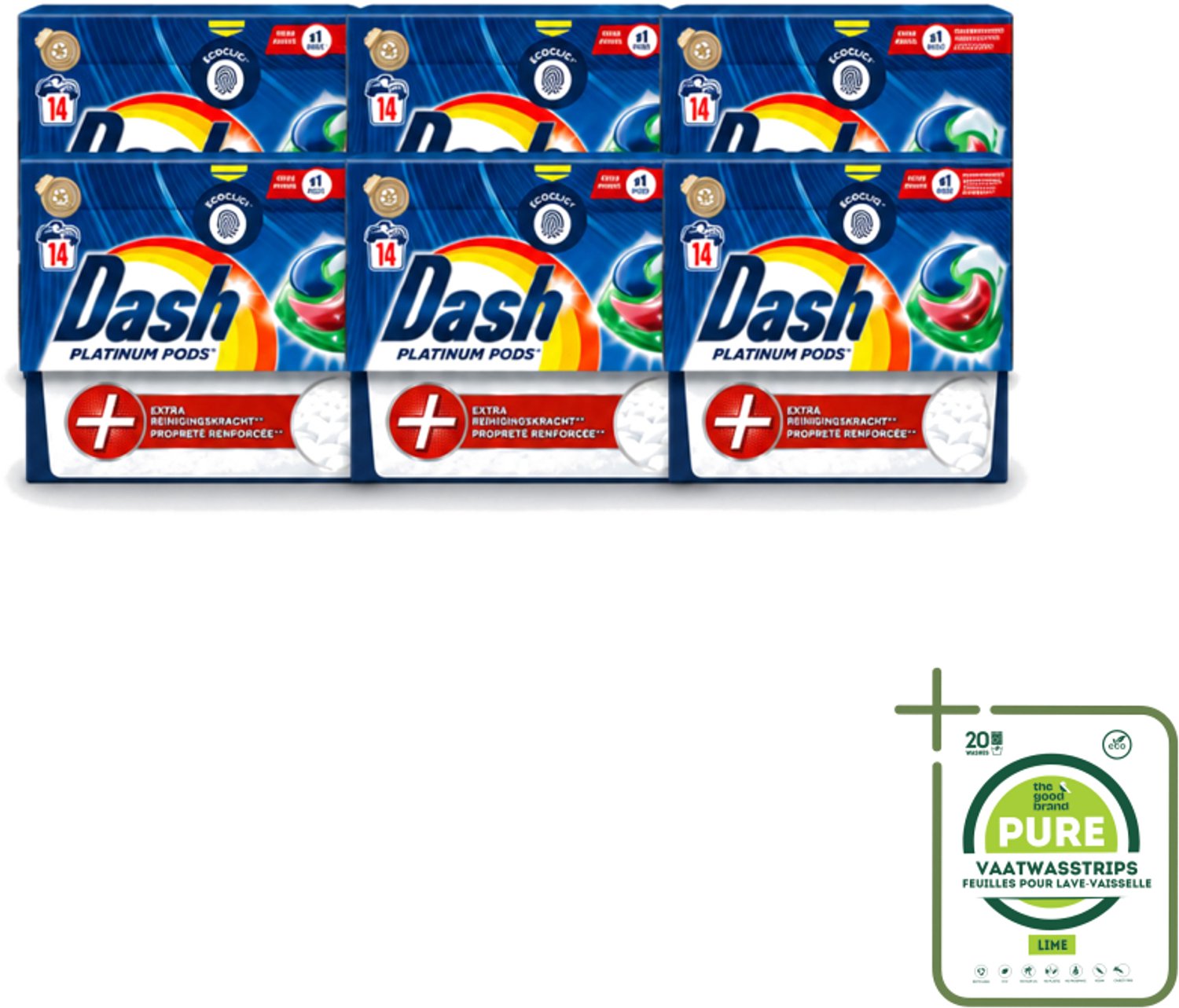 6 x Dash Platinum - Wasmiddel Capsules - Witte en Gekleurde Was - 14 Wasbeurten - Grootverpakking - Vaatwasstrips - Wasmiddel - Wascapsules - Vlekverwijdering - Frisheid - Wasmachine