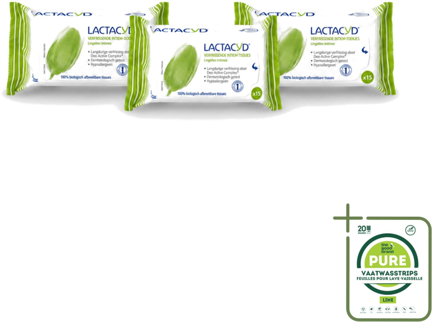3 x Lactacyd - Intieme Doekjes - Verfrissend - Zeepvrij - Biologisch Afbreekbaar - 15 Doekjes - Grootverpakking - Intieme Doekjes - Verfrissend - Biologisch Afbreekbaar - Melkzuur - Menthol