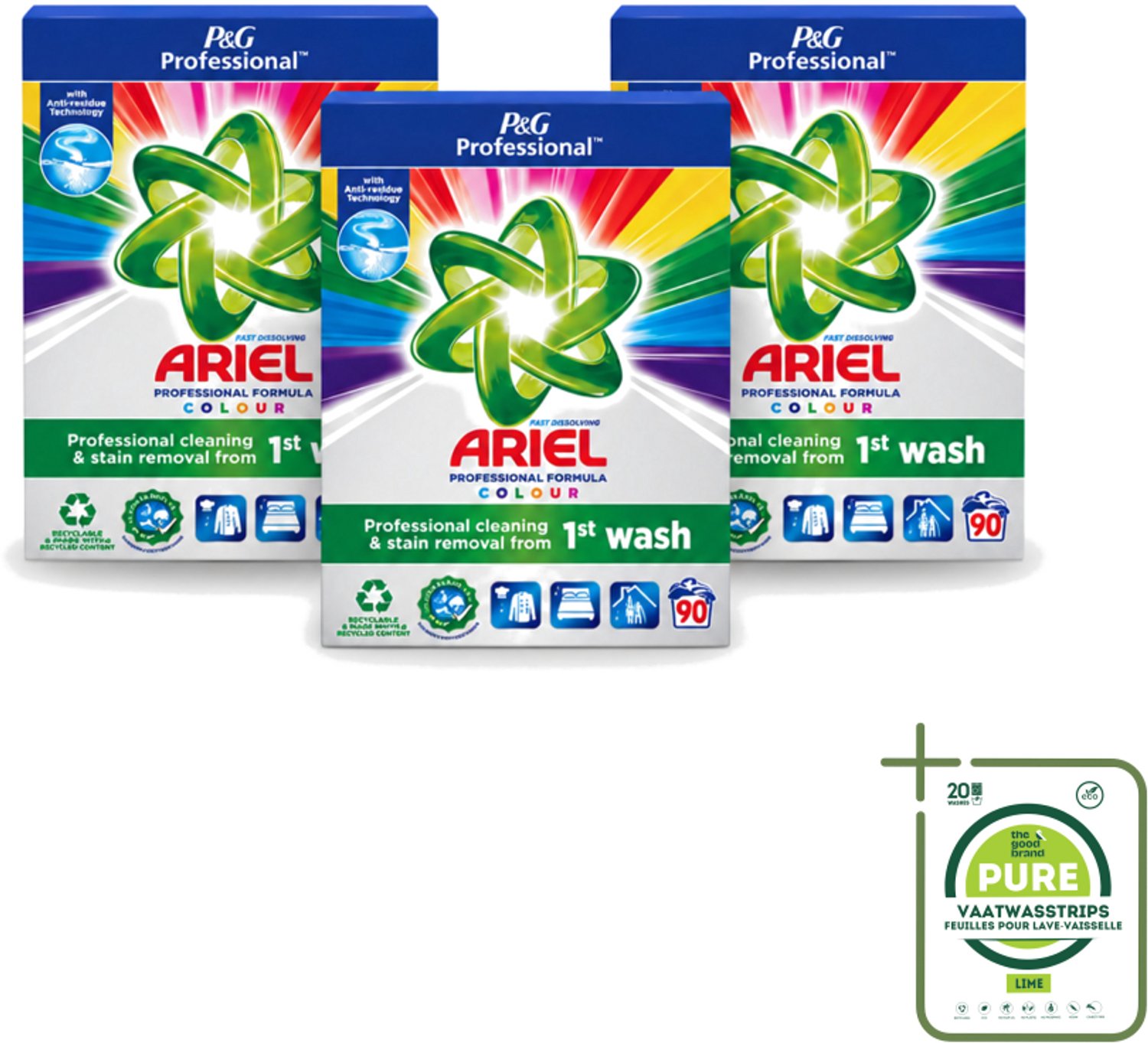 3 x Ariel Professional - Waspoeder - Gekleurde Was - 90 Wasbeurten - Grootverpakking - Vaatwasstrips - Waspoeder Kleur - Waspoeder Voor Gekleurde Kleding - Waspoeder Voor Professionals - Waspoeder 90 Wasbeurten - Waspoeder 5 Sterren Reiniging