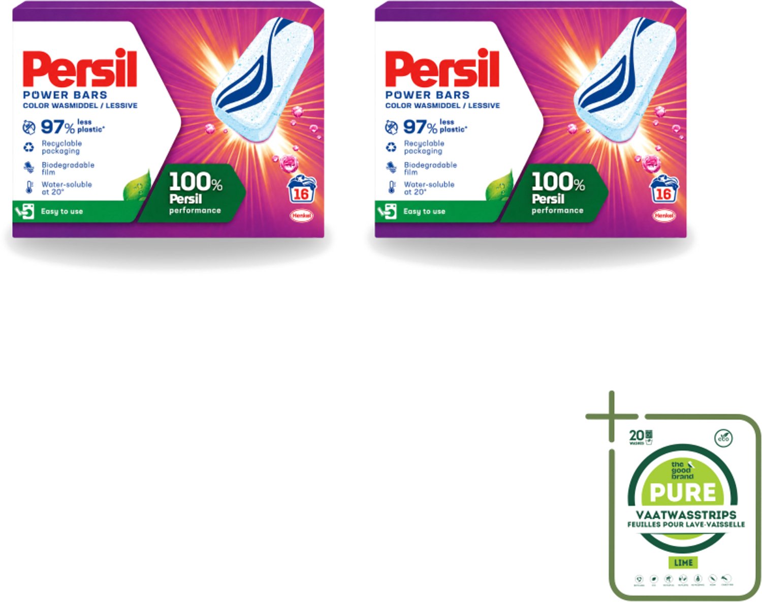 2 x Persil Power Bars - Wasmiddeltabletten - Gekleurde Was - 16 Wasbeurten - Grootverpakking - Vaatwasstrips - Wasmiddelbar - Gekleurde Was - Wasmiddel Tabletten - Duurzame Was - Milieuvriendelijke Was