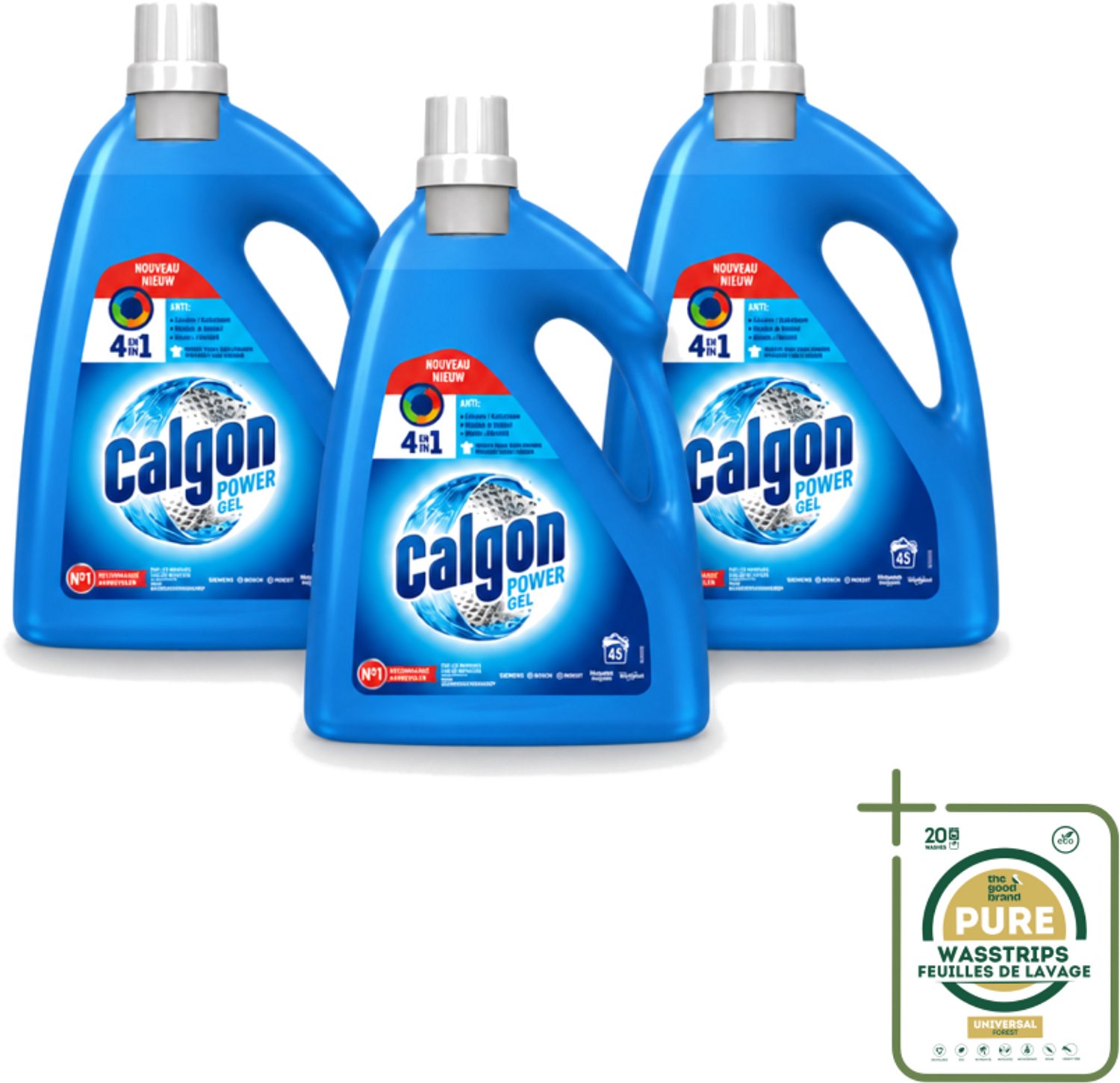 3 x Calgon - Wasmachinereiniger - Gel - Tegen Kalkaanslag / Wasmiddelresten / Geuren - 2.25 L- 45 Wasbeurten - Wasstrips - Wasmachine Reinigen - Ontzakingsgel - Kalkaanslag - Wasmachine Beschermen - Wasmiddelresiduen