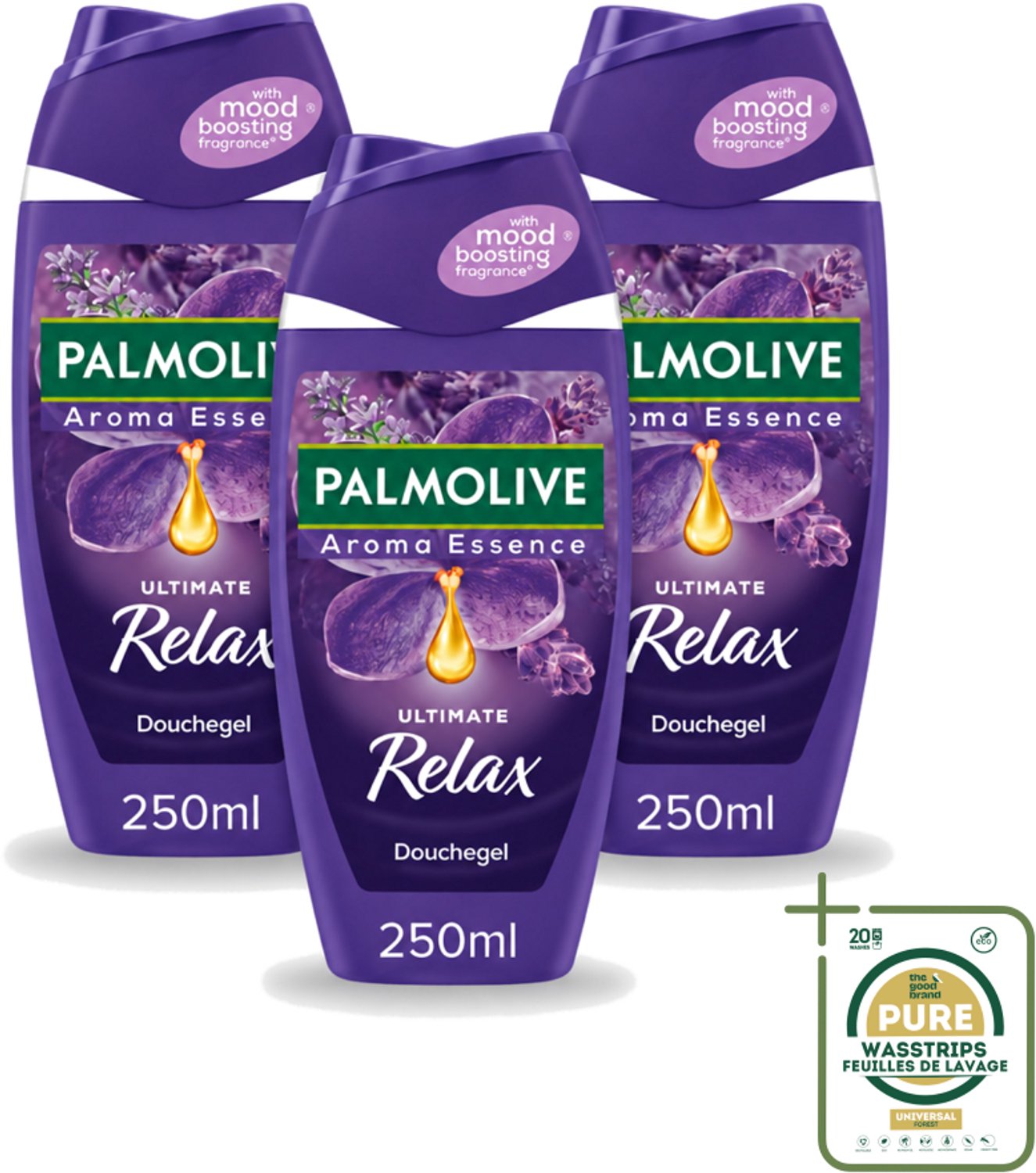 3 x Palmolive - Arroma Essence - Douchegel - Lavendel & Ylang Ylang - Ultimate Relax - 250 ml - Wasstrips - Douchegel - Ontspanning - Aromatherapie - Lavendel - Ylang Ylang