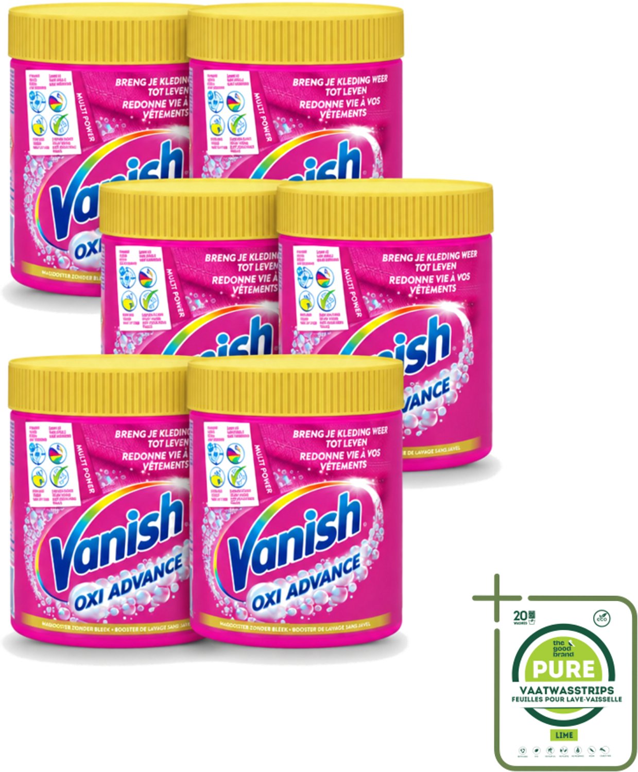 6 x Vanish Oxi Advance - Vlekkenverwijderaar Poeder - Zonder Bleek - Gekleurde Was - 470 Gram - Grootverpakking - Vaatwasstrips - Vlekkenverwijderaar - Gekleurde Was - Kleuren Beschermen - Bleekvrije Was - Wasmiddel