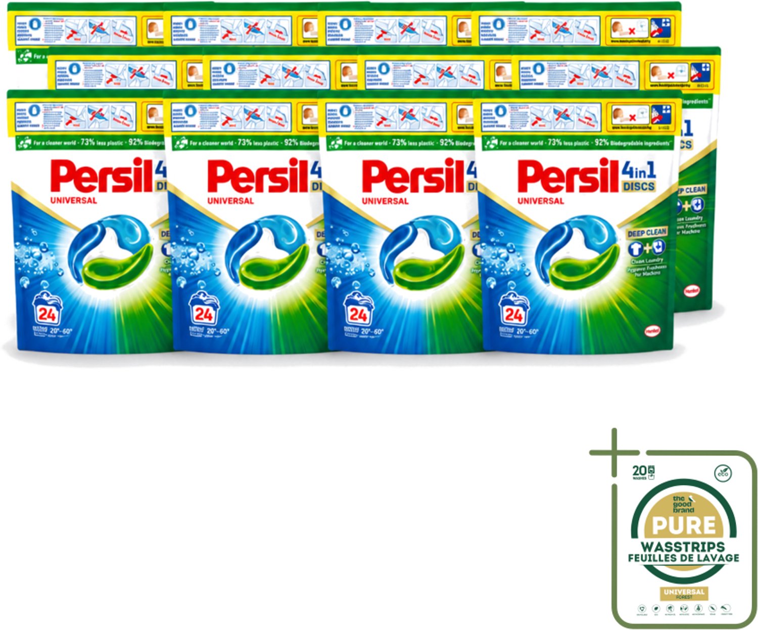 12 x Persil – Wasmiddel Discs – Universeel - 24 Capsules - Wasstrips - Wasmiddel - Wascapsules - Vlekverwijdering - Frisheid - Kleurbehoud