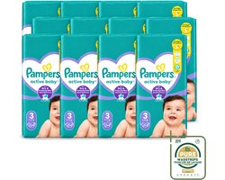 12 x Pampers – Luiers – Active Baby Maat 3 – 54 Luiers - Wasstrips - Baby Luiers - Droge Nachten - Luchtdoorlatende Luiers - Vocht Absorberende Luiers - Baby Droogte