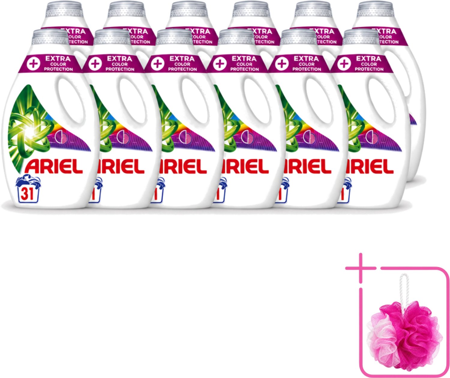 12 x Ariel Original - Extra Kleurbescherming - Vloeibaar Wasmiddel - Gekleurde Was - 31 Wasbeurten - Bulkverpakking - Kleurbescherming - Douchemop - Wasmiddel