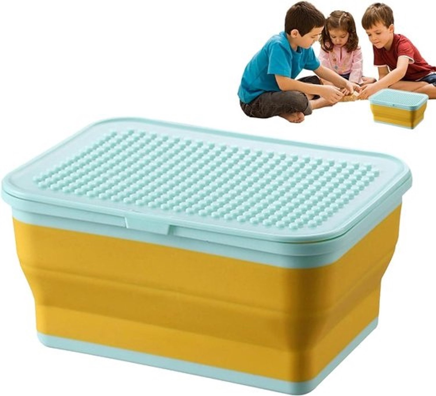 Speelgoed Opberg Organizer - Opvouwbare Kist - Spelend Opruimen - Verbeelding-Versterkend Oppervlak - 21.5x10.5x16cm - Geel