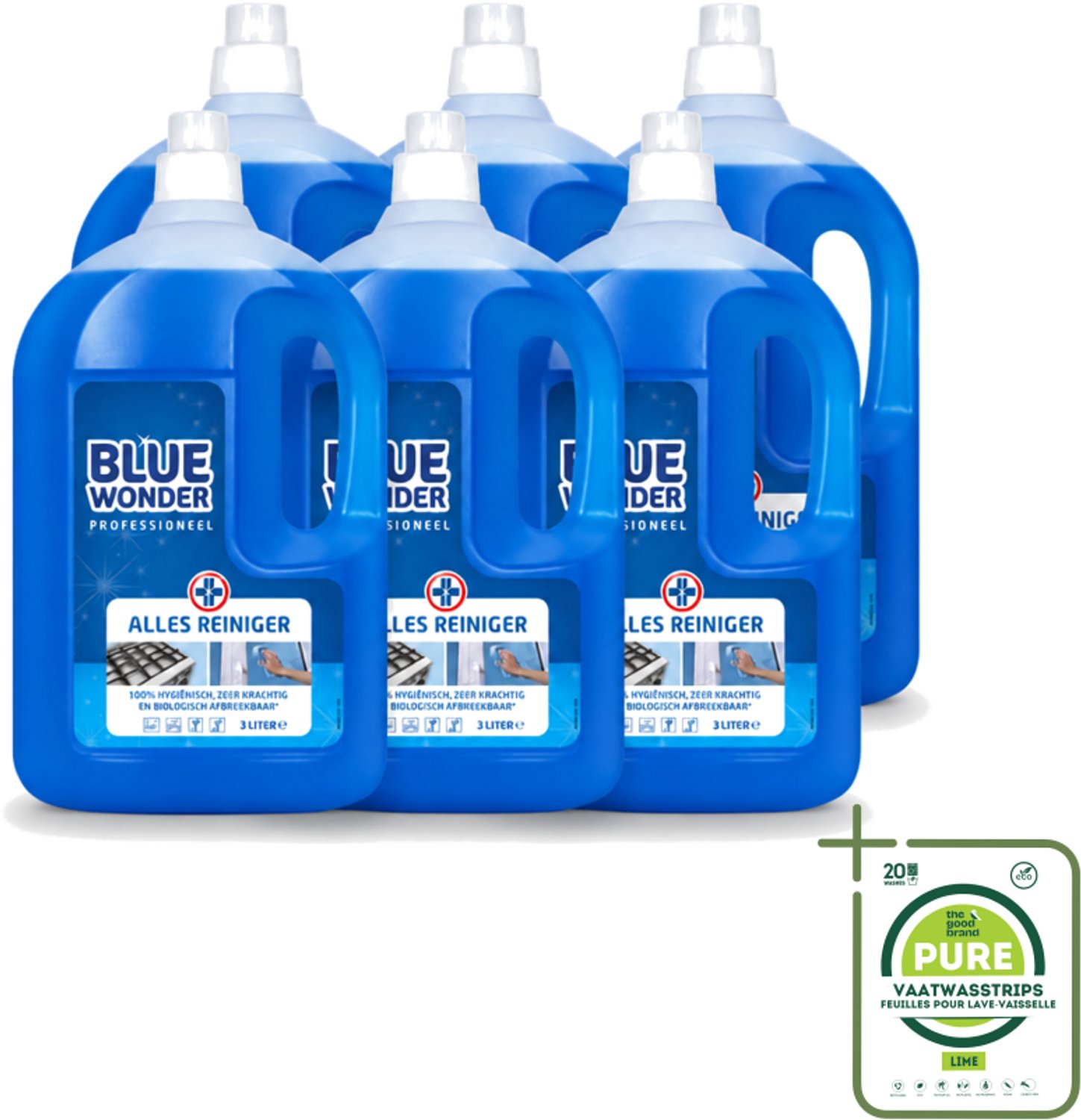 6 x Blue Wonder - Professionele Allesreiniger - Krachige Hygiëne - Biologisch Afbreekbaar - 3L - Grootverpakking - Allesreiniger - Hygiëne - Vetverwijderaar - Vlekverwijderaar - Waskrachtversterker