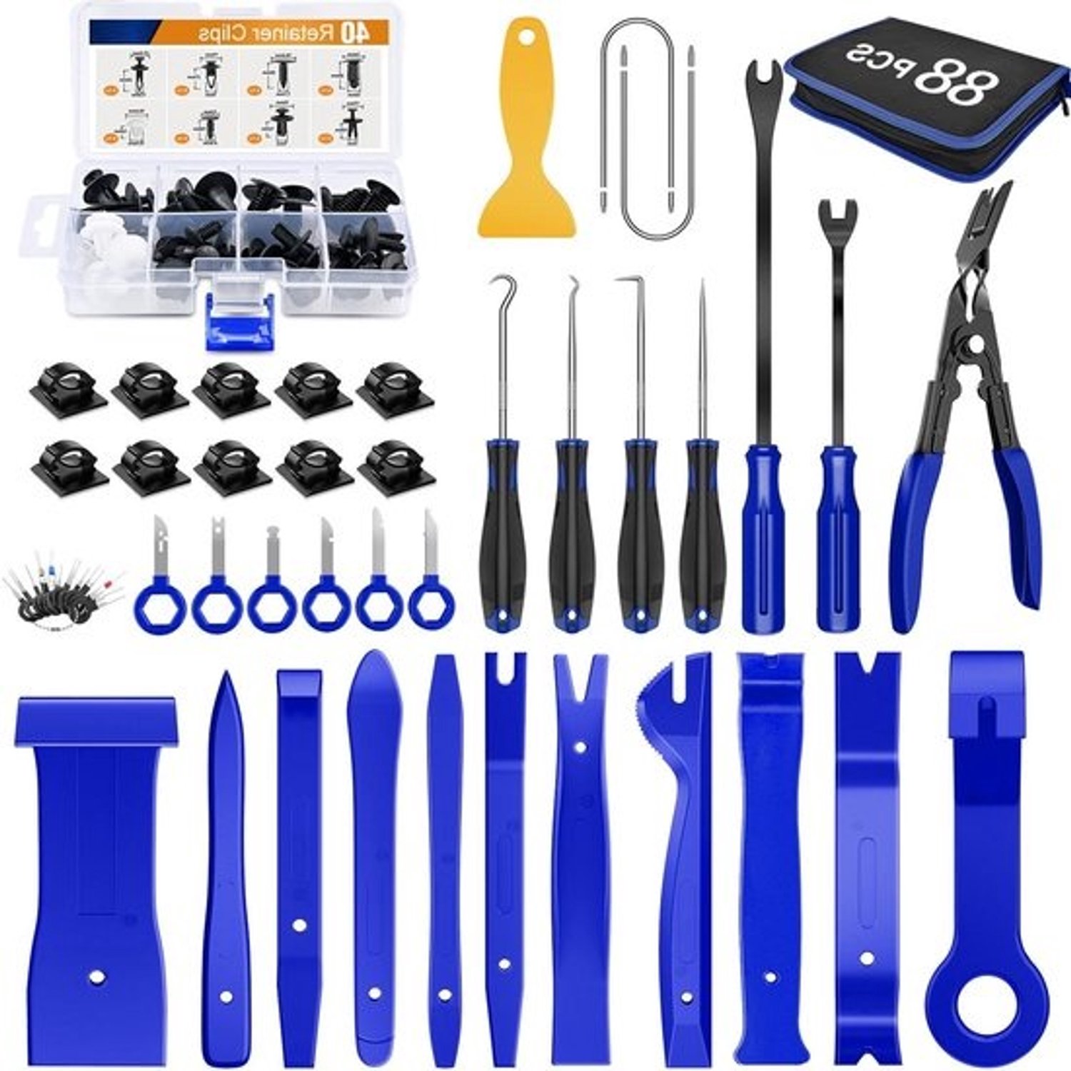 Trimgereedschap Set - Paneel Verwijderaar - Auto Interieur Reparatie - 88 Delige Kit - Universeel - Blauw