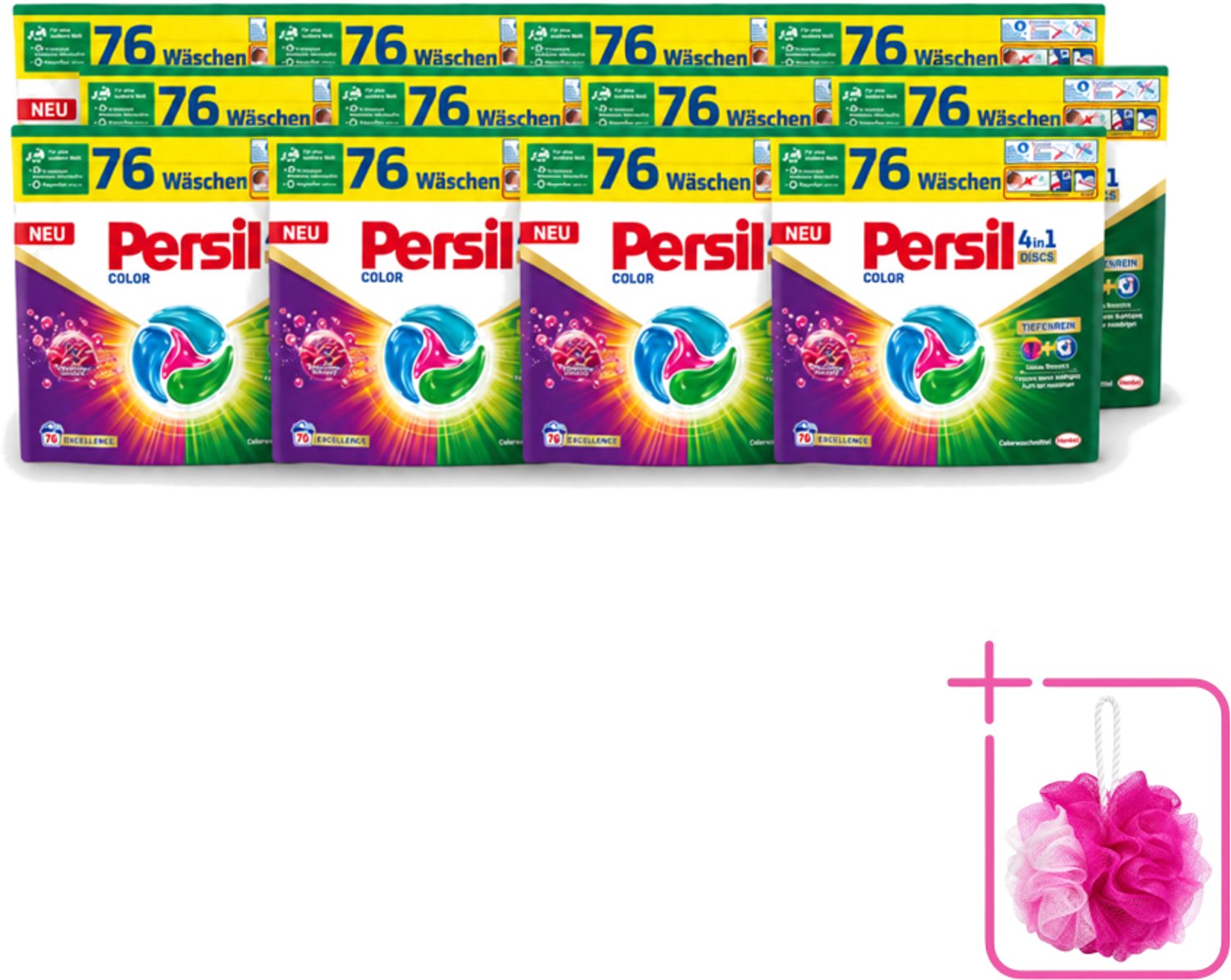 12 x Persil – Wasmiddel Discs 4-in-1 – Color - 76 Capsules - Bulkverpakking - Wasmiddel - Douchemop - Kleuren beschermen