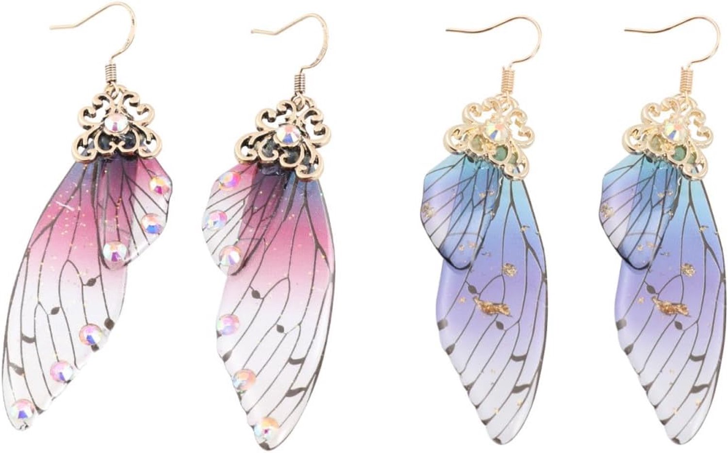 Danglesieraden met Vlindervleugels - 2 Paar - Bamboe en Plastic - Unieke Look voor elke Gelegenheid - ShopVlot