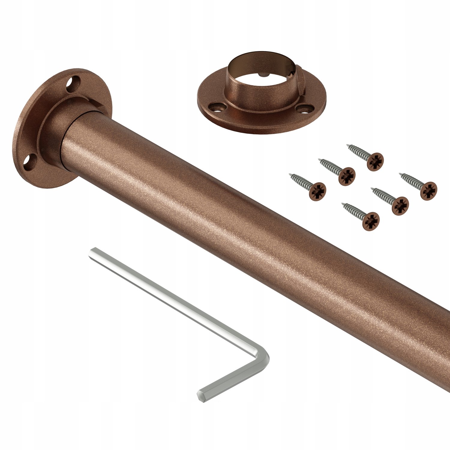 Kledingstang Kast 25mm Koper 100cm met Bevestigingsrozetten