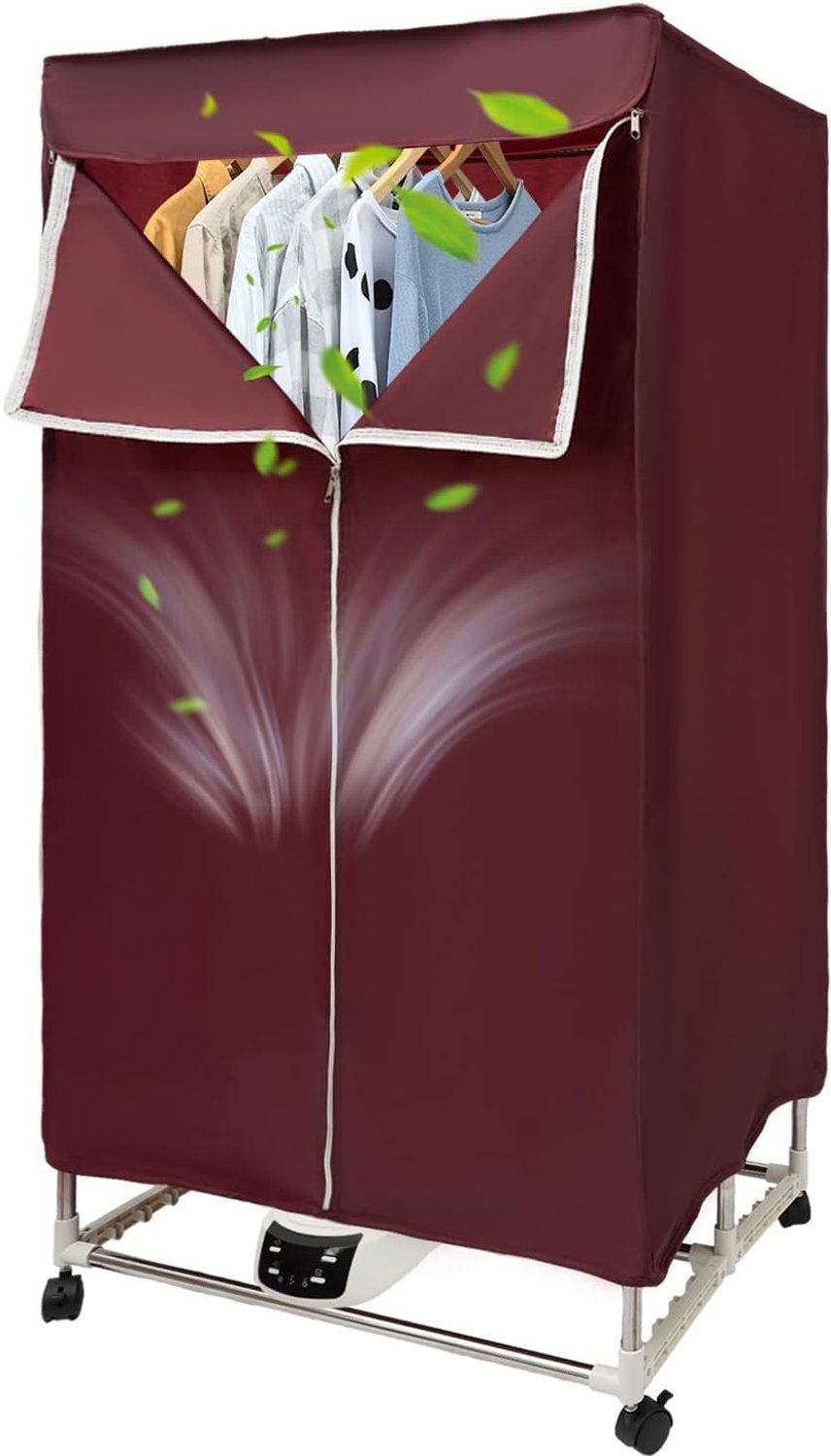 QEVA Elektrisch Droogrek - Droogrek Elektrisch - Verwarmde Droogrek - Wijnrood - 70cm x 50cm x 150cm