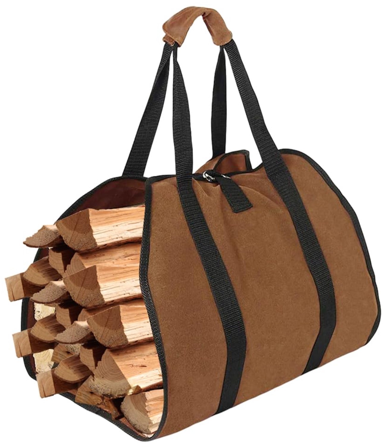 Famanu – Canvas brandhout draagtas, waterdichte tas met handgrepen voor binnen en buiten, ideaal voor open haard en kampvuur, grote capaciteit 98 cm x 46 cm